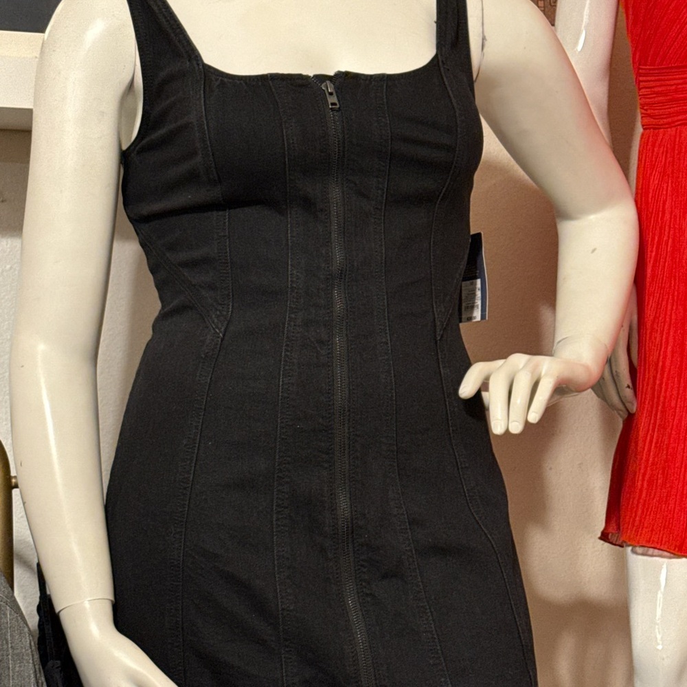 Universal Thread Black Sleeveless Zip UpFront Denim Dress 2 • NWT - Picture 5 of 9